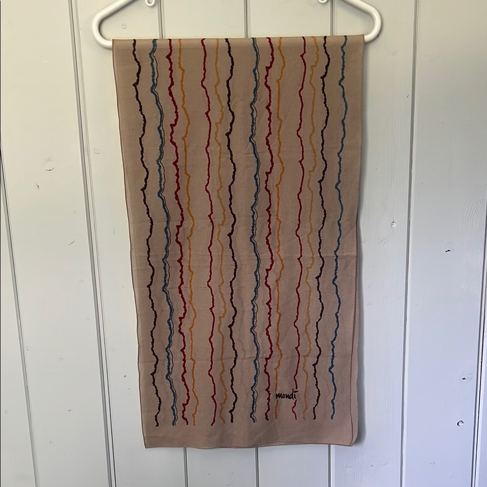 Vintage Mondi Scarf Beige Long Rectangle 52” x 15”